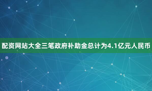 配资网站大全三笔政府补助金总计为4.1亿元人民币
